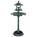 Bain d'oiseaux abreuvoir pour oiseaux jardinière 3 en 1 Ø 50 x 113 cm polypropylène vert-de-gris-0