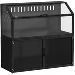 Cage Hamster 2-en-1 avec Armoire de Rangement pour Rongeur Hamster Syrien et Souris Acier et Acrylique Noir