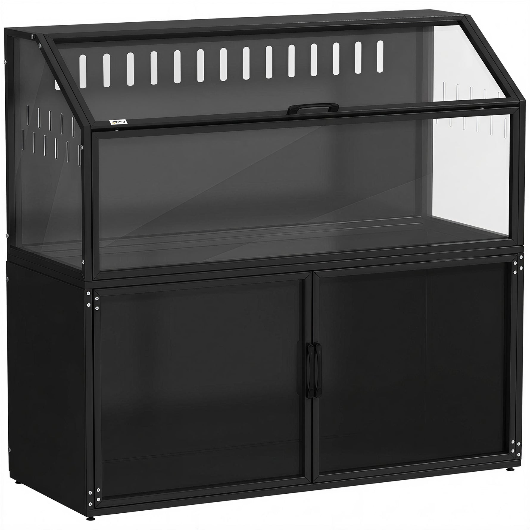 Cage Hamster 2-en-1 avec Armoire de Rangement pour Rongeur Hamster Syrien et Souris Acier et Acrylique Noir