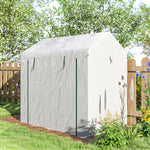 Serre de jardin PE, serre de balcon, bâche renforcée 135 g/m², châssis en acier, porte zippée, 200 x 140 x 200 cm, blanc
