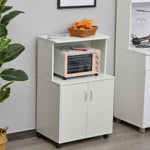Chariot desserte micro-ondes placard 2 portes - dim. 60,4L x 40,3l x 97H cm - blanc