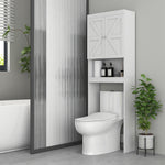Armoire de rangement dessus des toilettes, meuble de salle de bain placard 2 portes étagère 58,5L x 23l x 170H cm blanc
