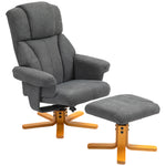 Fauteuil relax avec repose-pied, fauteuil de relaxation, dossier inclinable, assise rembourrée, 79x80x104cm, gris foncé