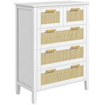 Commode 5 tiroirs poignées en bois massif glissières en métal pour bureau salon chambre à coucher 77 x 37 x 104 cm blanc