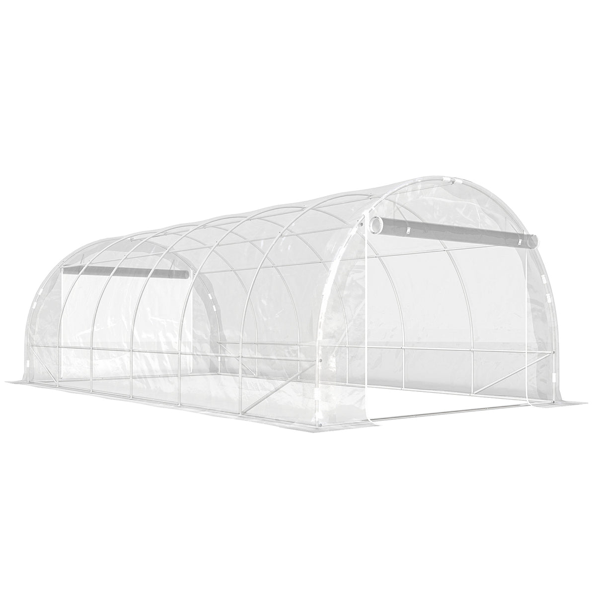 Serre tunnel de jardin 18m² serre de jardin tunnel 296x597x199cm cadre acier galvanisé, bâche PE 150g/m² transparent