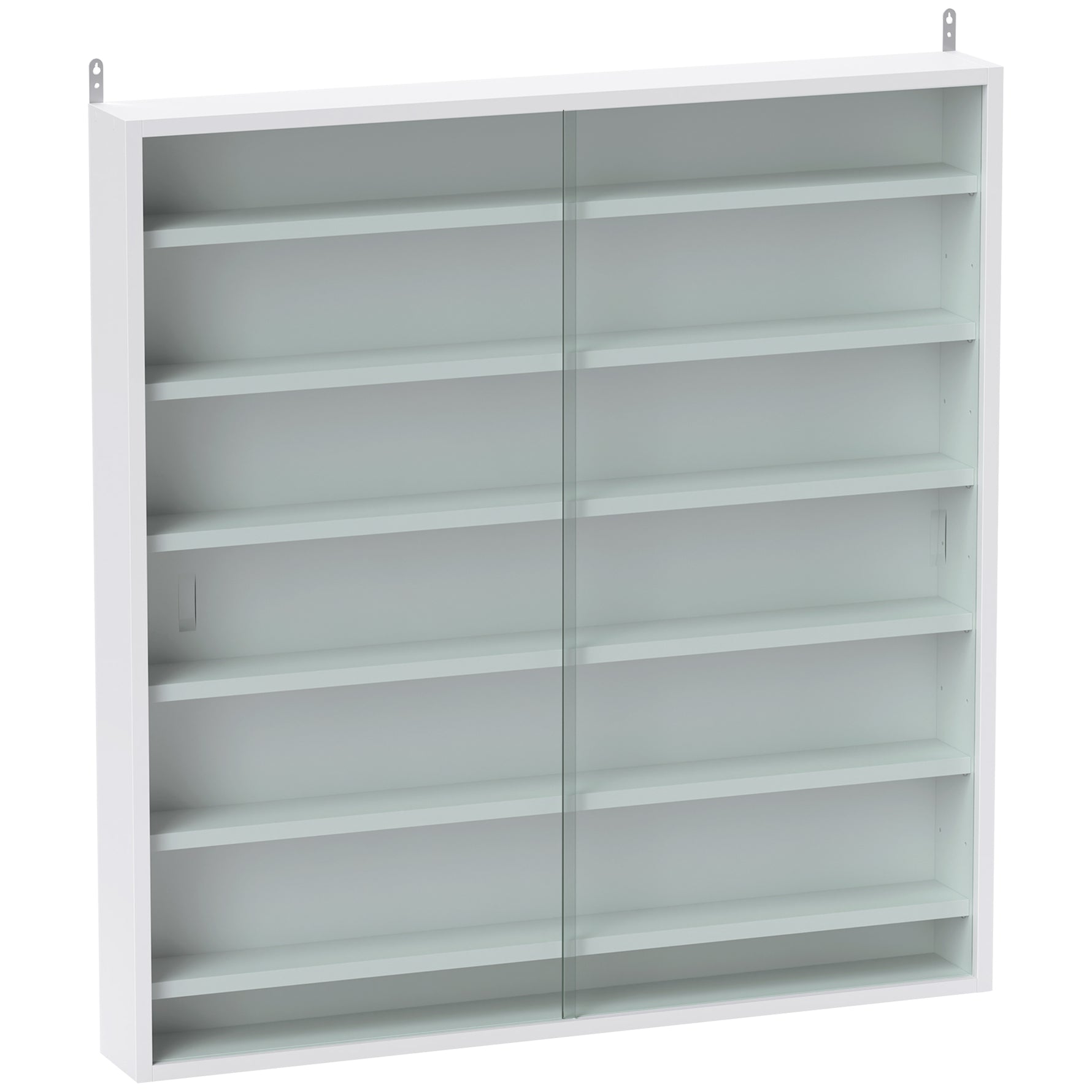 Vitrine pour collection vitrine murale 80 x 9,5 x 83 cm 6 étagères réglables en hauteur 2 portes coulissantes en verre