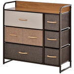 Commode 7 tiroirs meuble de rangement tiroir en tissu pliant - structure acier noir - 80L x 29l x 78,5H cm, multicolore