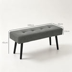 Banc banquette bout de lit rembourré en velours côtelé et pieds en acier noir charge 220 Kg 100 x 36 x 45 cm gris
