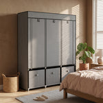 Faltbarer Stoffschrank mit 5 Regalen, 2 Kleiderstangen und 3 Stoffschubladen 125L x 43B x 162,5H cm