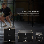 Box Jump pliométrie 3 en 1 boîte à saut musculation fitness pour box training en bois, 41/51/61 cm