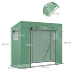 Serre de Jardin Anti-UV 2 fenêtres moustiquaires + Barres renforcement 200L x 77l x 169H cm Acier PE Vert