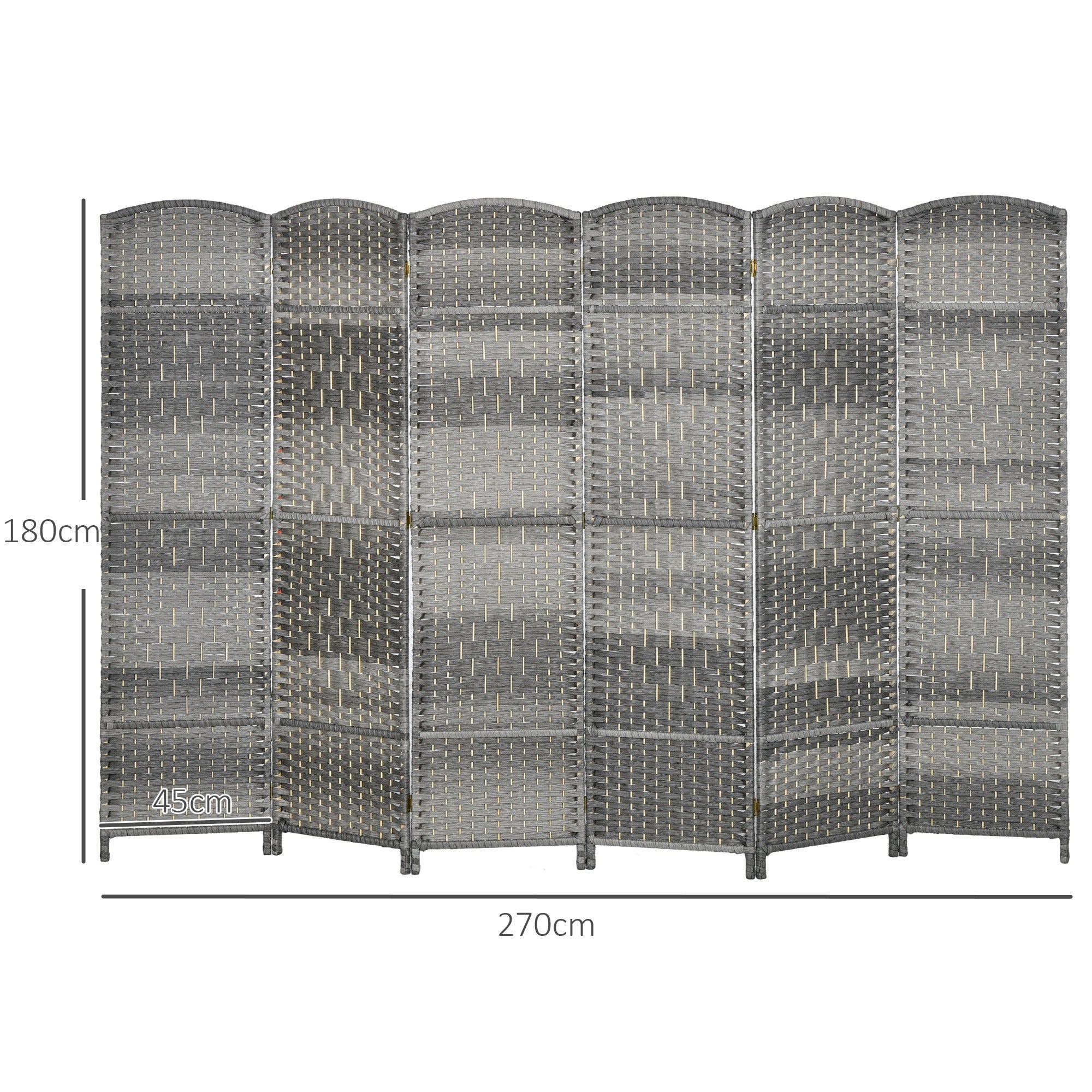 Paravent intérieur en bois 6 panneaux séparateur de pièce pliable pour salon chambre 270 x 180 cm gris mélangé