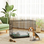 Cage caisse de transport pliante pour chien en métal noir 92 x 57 x 62,5 cm