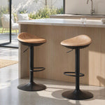 2er-Set Barhocker, höhenverstellbare Barstühle mit Fußstütze, 360° drehbar, Stahlfuß, Eiche