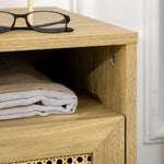 Lot de 2 tables de chevet table de nuit avec placard porte cannage et niche design vintage 39 x 35 x 60 cm naturel