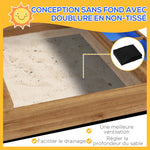 Holz-Sandkasten in Hausform für Kinder mit Vordach, 2 Becken, Spüle und Tafel, 124 x 116 x 146 cm, Schwarz