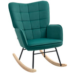Fauteuil à bascule rocking chair revêtement en velous structure en acier 71 x 98 x 101 cm Vert