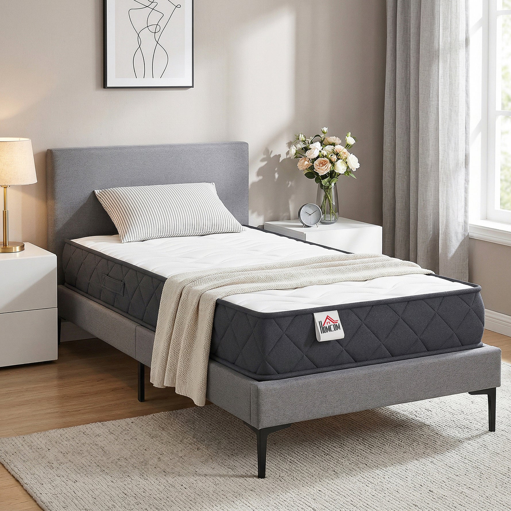 Matelas 90x190cm, matelas 1 personnes, mousse à mémoire de forme, 20cm d'épaisseur, certifié Oeko-Tex, fermeté moyenne