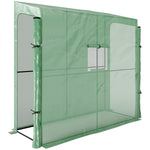 Serre de jardin adossée murale serre à tomate 2 Portes zippées enroulables, 1 fenetre, dim. 200L x 80l x 200/180H cm