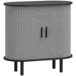 Dressoir voor de woonkamer, ovaal opbergmeubel met 2 schuifdeuren en 2 compartimenten, 80 x 40 x 78 cm, grijs