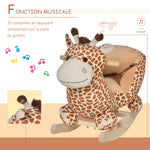 Jouet à Bascule modèle girafon Ceinture de sécurité Fonction Musicale 32 Pistes pour Enfant 18+Mois Marron Beige