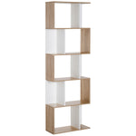 Bibliothèque à 5 niveaux, meuble de rangement en forme de S avec étagères, étagère de rangement blanc