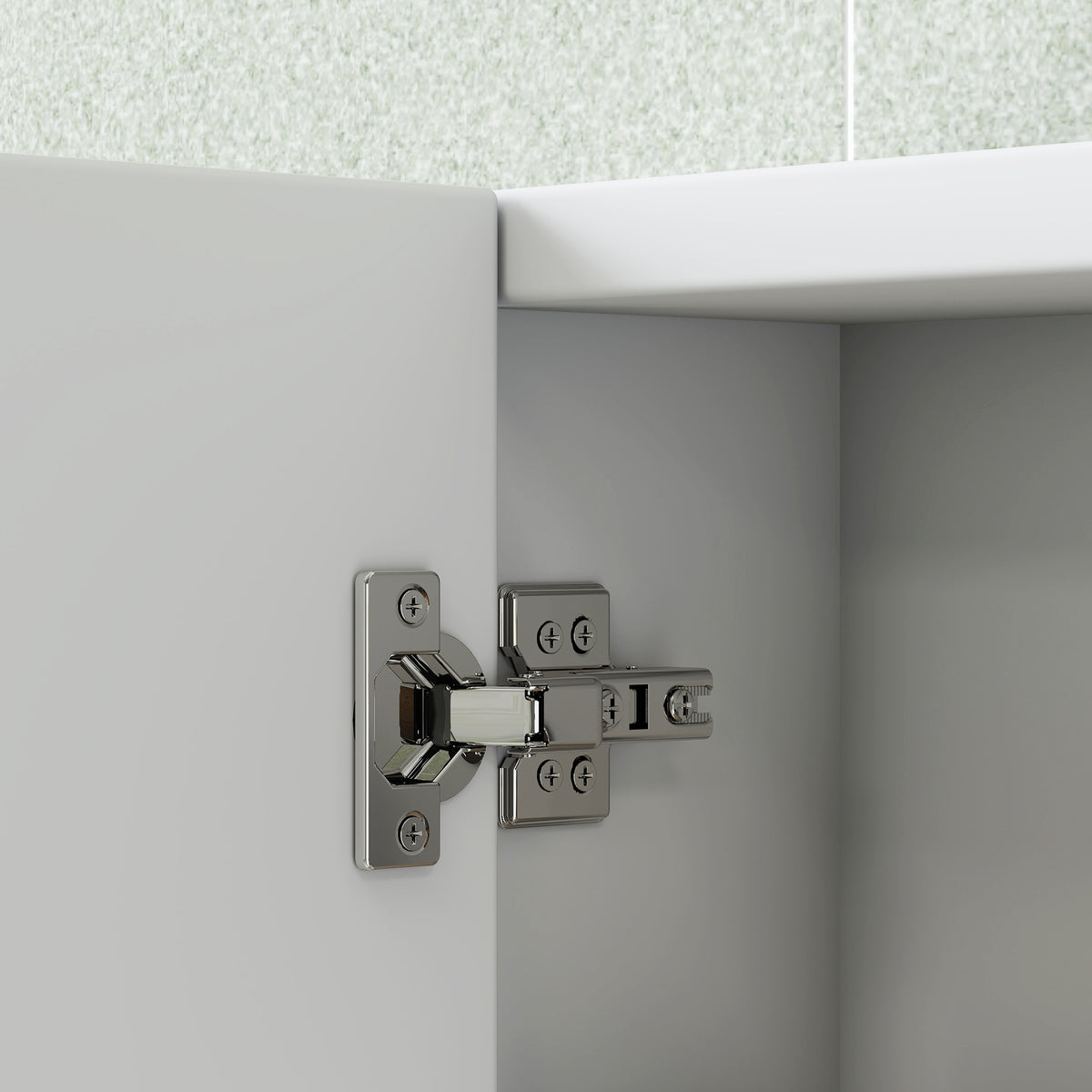 Armadietto a muro per bagno con specchio, mobiletto da bagno a 3 ante a specchio, ripiani regolabili, 91,5x11,5x65cm, bianco