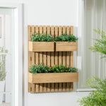 Jardinière murale potager avec 3 bacs en bois massif amovibles 60 x 16 x 80 cm