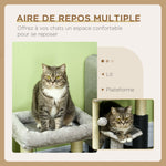 Petit arbre à chat arbre à grimper tour de jeux hauteur 48 cm poteau en sisal gris avec balle suspendue gris