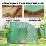 Serre tunnel de jardin 18m², serre de jardin tunnel avec porte et 12 fenêtres avec moustiquaires, 295x597x200cm, vert