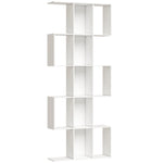 Biblioteca de 5 niveles, estantería de almacenamiento en forma de S con 15 compartimentos abiertos, 80 x 24 x 200 cm, blanco