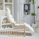 Fauteuil salon, fauteuil d'appoint rembourré en velours, repose-pieds réglable et structure en acier, 67x93x105cm, crème