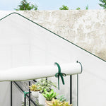 Serre de jardin 3 m² avec étagères 3 niveaux, PE renforcée 135 g/m² anti-UV, porte enroulable et fenêtres en maille