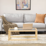 Table basse rectangulaire table de salon avec plateau en verre trempé cadre en bois d'hévéa dim. 100L x 60l x 35H cm