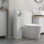 Meuble de salle de bain support papier toilette avec placard et étagères réglables 20 x 20 x 80 cm blanc