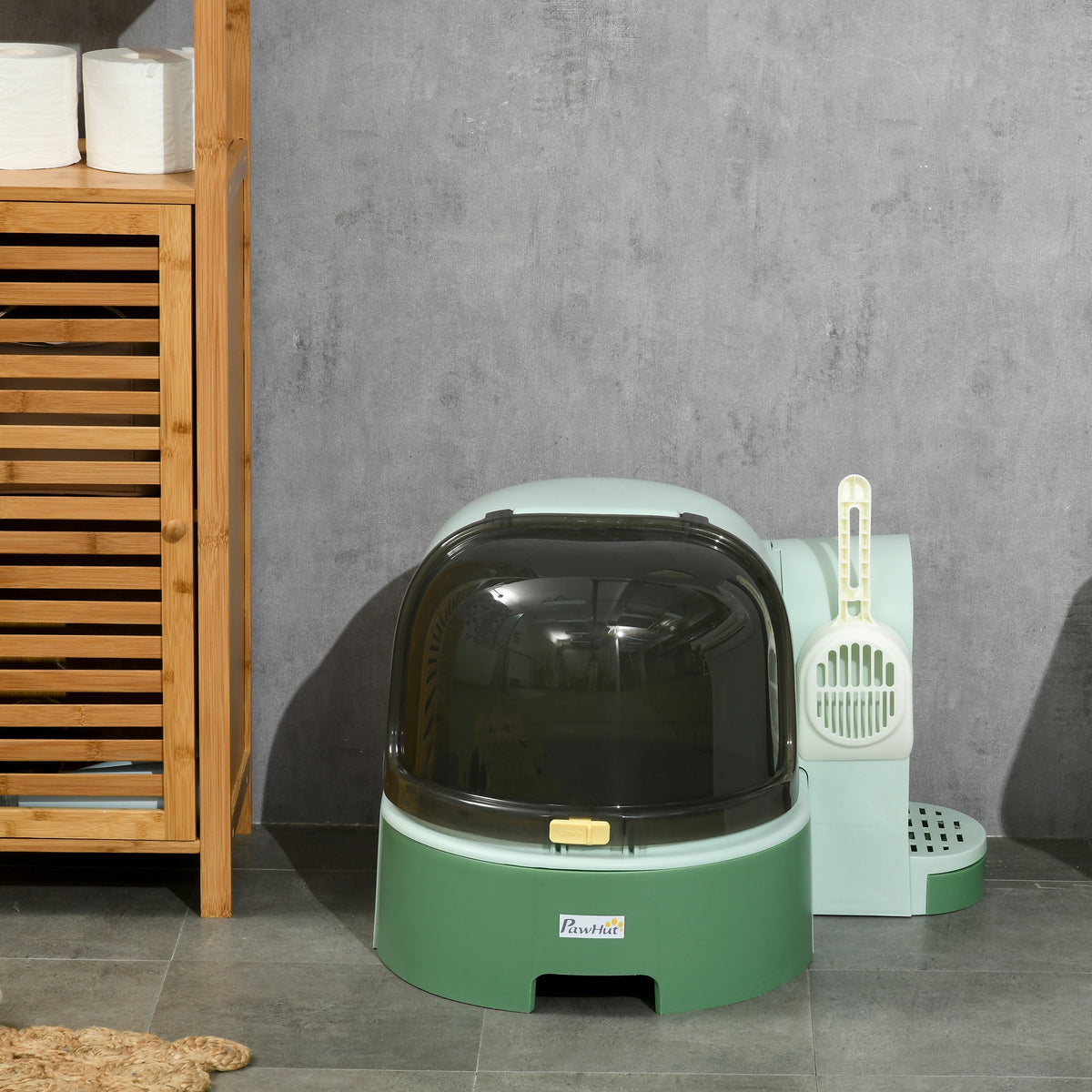 Maison de toilette, bac à litière fermé pour chat Compartiment Inférieur Amovible pour un Nettoyage Facile Pelle inclus