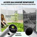 Serre Tunnel de Jardin 12m² Film PO Anti-goutte Acier Galvanisé 25mm Structure Renforcée 2 Portes Battantes Transparent