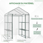 Serre de jardin avec étagères 3 niveaux, serre de balcon, châssis en acier, porte zippée enroulable, pour légumes plantes fleurs, intérieur et extérieur, 143x143x195cm, transparent