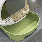Maison de toilette pour chat bac à litière fermé chat poignée de transport porte translucide 40,5 x 52 x 39 cm vert