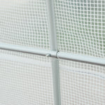 Serre tunnel de jardin 9m², serre de jardin tunnel avec porte et 6 fenêtres, bâche PE 140 g/m² 445 x 200 x 200 cm blanc