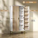 Armoire de cuisine meuble cuisine rangement avec 12 étagères à portes, étagères ajustables, 58x29x119,5cm, blanc