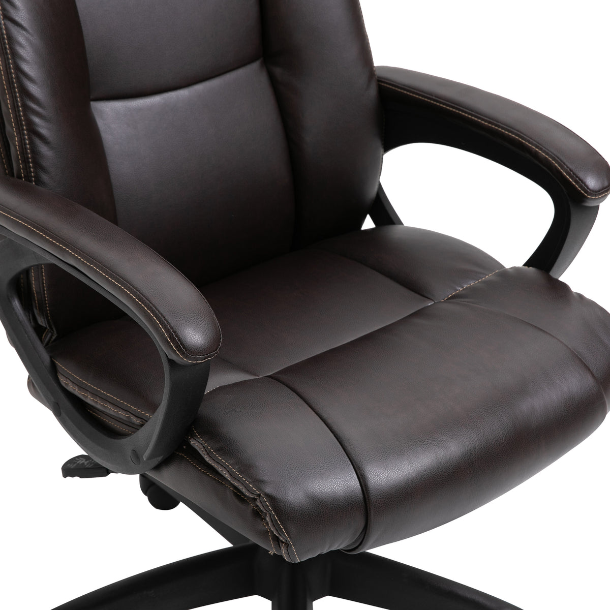 Bureaustoel ergonomische bureaustoel verstelbaar zwenkwielen 360° draaibaar PU-kunstleer bekleding 64 x 73 x 106-115,5 cm chocolade