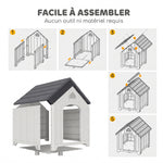 Caseta para perro de exterior, casa para perro de polipropileno impermeable ventilada con suelo elevado 66x55x65cm gris claro