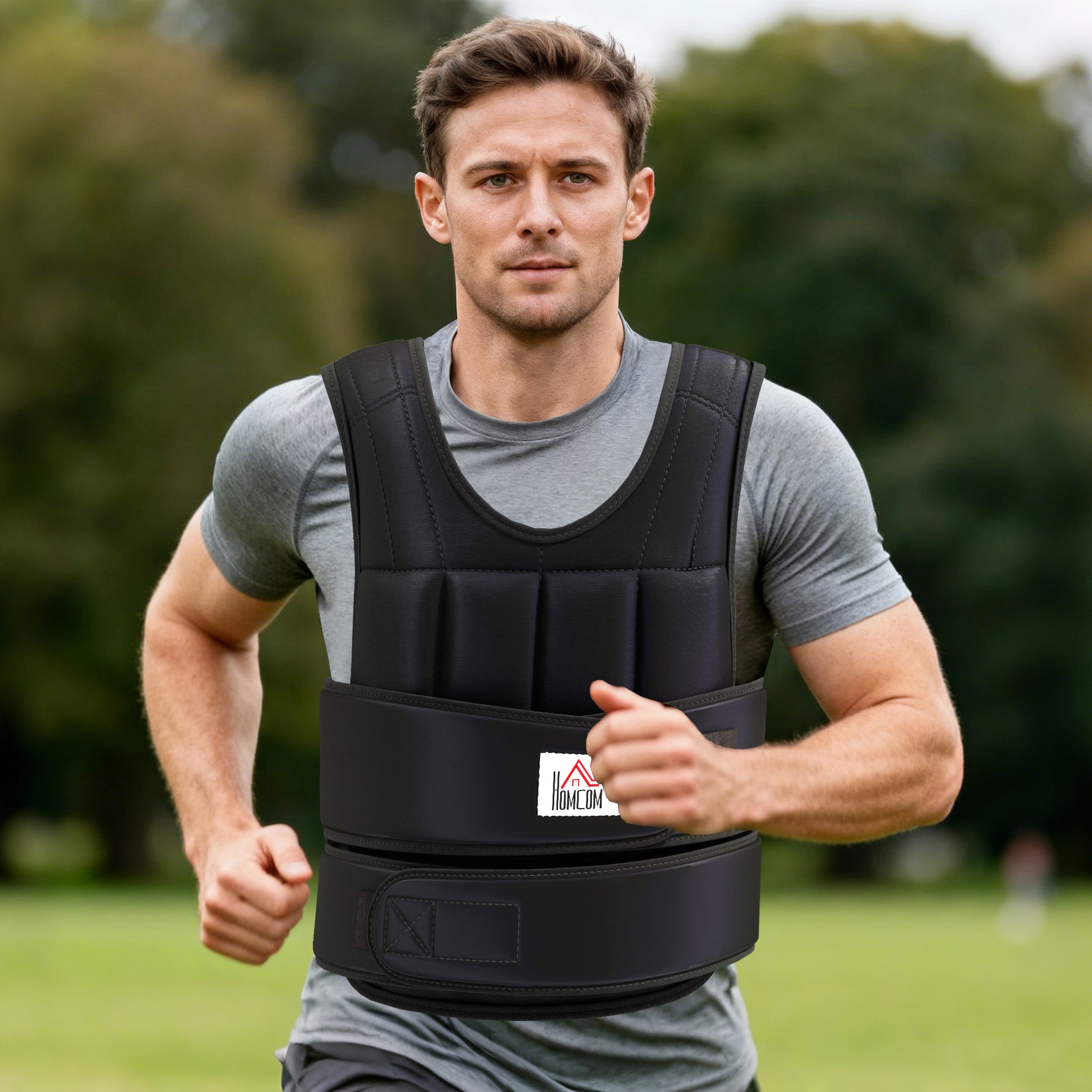 Gilet Lesté Réglable Veste Lestée 20 Kg Max. Poids Amovibles Entrainement Musculation Exercice Boxe Oxford Noir