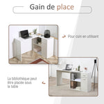 Bureau d'angle rotatif à 180°, bureau d'ordinateur, bibliothèque, tiroir, placard, poste de travail, 117x82x74cm, blanc