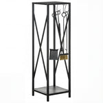 Porte bûches - Range bûches Serviteur de cheminée Colonne - Multi Accessoires dim. 34L x 34l x 111H cm métal Noir