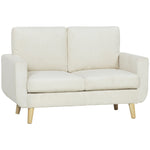 Canapé 2 places en velours côtelé, canapé de salon moderne 134 cm, assise rembourrée, coussin à ressorts, crème