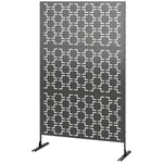 Panneau brise vue décoratif paravent extérieur à motif géométrique ajouré en métal - 122 x 45 x 198 cm, noir
