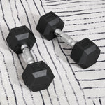 Kurzhantel-Set insgesamt 2 x 5 kg, Fitness-Hanteln für Damen und Herren, Krafttraining & Gewichtheben – Metall Gummi schwarz