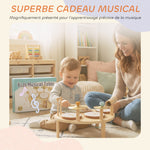Jeux de Tambours pour Bébé, Tambour bébé avec Xylophone pour Tout-Petits, Instruments de Musique en Bois, Naturel